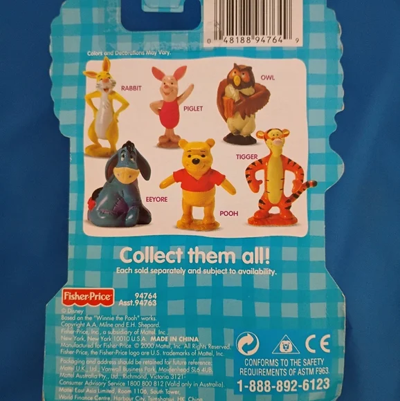 Vintage Fisher Price 4 Piece Winnie The Pooh Collectable Toys. - Picture 2 of 7